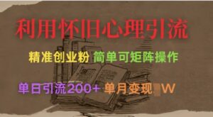 运用复古心理状态,引流方法自主创业粉,简易可引流矩阵实际操作,单日引流方法200 ,月转现过W-中创网_专注互联网创业,项目资源整合-中创网_分享创业项目_助您在家赚钱