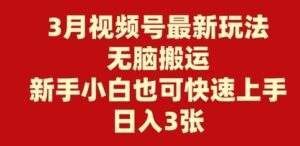 3月微信视频号全新游戏玩法,没脑子运送,新手入门也可以快速入门,日入3张-中创网_分享创业项目_助您在家赚钱