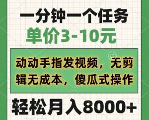 (14494期)一分钟一个任务,价格3-10元,动动手上传视频,无剪接无成本费,简单化操...-中创网_分享创业项目_助您在家赚钱