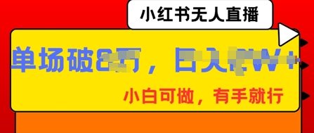 小红书无人直播，纯小白可做，有手就行，单场直播销售额破8w-中创网_分享创业项目_助您在家赚钱