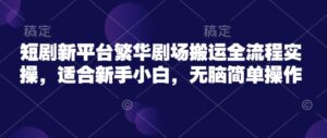 短剧剧本新渠道热闹剧院运送全过程实际操作，适宜新手入门，没脑子易操作-中创网_分享创业项目_助您在家赚钱