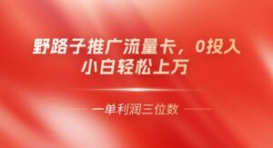 0门槛推广流量卡，一单收益上百，0投入，小白月入过W-中创网_分享创业项目_助您在家赚钱