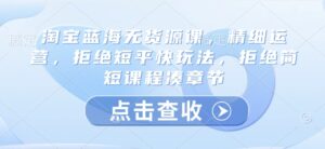 淘宝网瀚海无货源电商课,细致经营,回绝稳准狠游戏玩法,回绝简洁明了课程内容凑章节目录-中创网_分享创业项目_助您在家赚钱