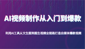 AI视频后期制作从入门到爆品,运用AI专用工具从文照片到图生视频,全链路营销打造出自媒体平台爆款短视频-中创网_专注互联网创业,项目资源整合-中创网_分享创业项目_助您在家赚钱