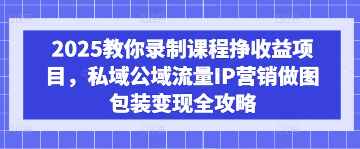 2025教大家录制课程挣盈利新项目，公域公域流量IP营销推广作图外包装转现攻略大全-中创网_分享创业项目_助您在家赚钱