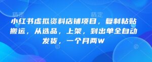 小红书的虚似材料店面新项目,拷贝运送,从选款,发布,到开单全自动发卡密,一个月两W-中创网_分享创业项目_助您在家赚钱