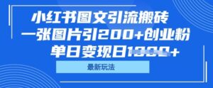 小红书图文引流搬砖,一张图片引200+创业粉,单日变现日数张-中创网_分享创业项目_助您在家赚钱