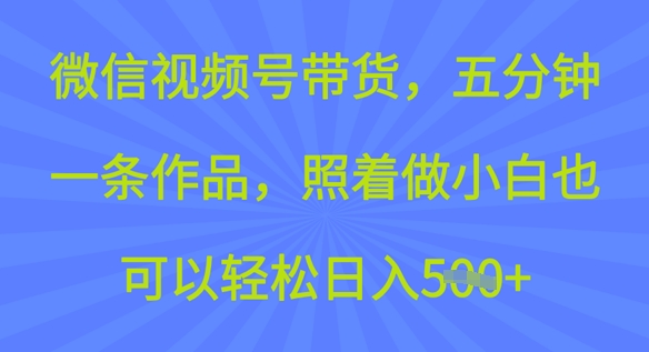 视频号卖货，五分钟一条著作，跟着做新手也能轻松日入5张-中创网_分享创业项目_助您在家赚钱