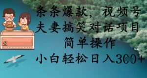 条条爆款,视频号夫妻搞笑对话项目,简单操作,小白轻松日入3张+-中创网_分享创业项目_助您在家赚钱