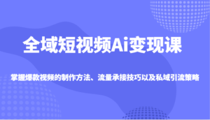 示范区小视频Ai转现课,把握爆款短视频制作方式、总流量承揽技巧以及私域引流对策-中创网_分享创业项目_助您在家赚钱