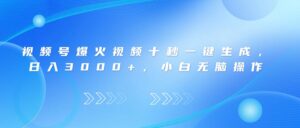 （14181期）视频号爆火视频十秒一键生成，日入3000+，小白无脑操作-中创网_分享创业项目_助您在家赚钱
