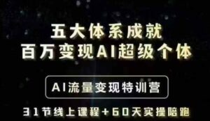 五大体系造就上百万转现AI超级个体- AI数据流量变现夏令营,一步一步教大家一个人怎么年收入百W-中创网_分享创业项目_助您在家赚钱