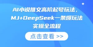AI小说推文高阶起号玩法，MJ+DeepSeek一条爆玩法实操全流程-中创网_分享创业项目_助您在家赚钱