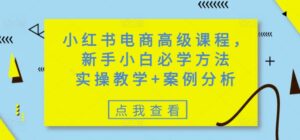 小红书电商高级课程,新手入门必会方式,实际操作课堂教学 经典案例-中创网_分享创业项目_助您在家赚钱