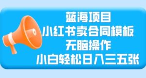 蓝海项目,小红书的卖合同范本,没脑子实际操作,新手轻轻松松日入三张-中创网_专注互联网创业,项目资源整合-中创网_分享创业项目_助您在家赚钱
