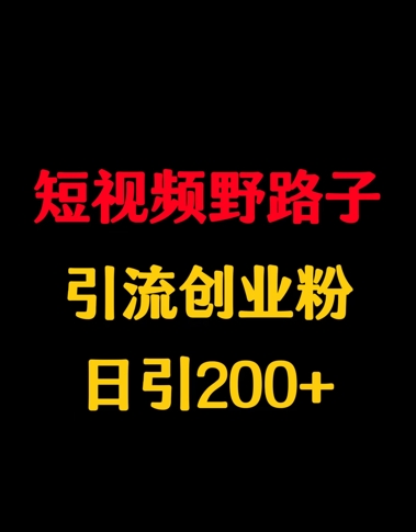 小视频歪门邪道引流方法自主创业粉，日引200-中创网_专注互联网创业,项目资源整合-中创网_分享创业项目_助您在家赚钱