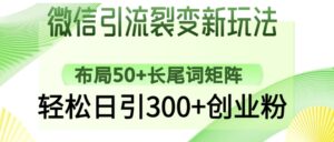 微信加粉裂变式新模式:合理布局50 长尾关键词引流矩阵,轻轻松松日引300 自主创业粉-中创网_分享创业项目_助您在家赚钱