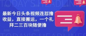 全新今日头条视频连怼撸盈利，立即运送，一个礼拜二三百块随意撸-中创网_分享创业项目_助您在家赚钱