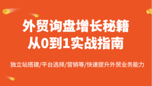 外贸询盘提高秘笈从0到1实战演练手册,自建站构建/平台选择/销售等/快速升级国际贸易业务水平-中创网_分享创业项目_助您在家赚钱
