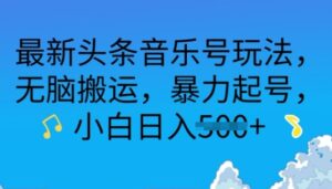 最新头条音乐号玩法，无脑搬运，暴力起号，小白日入多张-中创网_专注互联网创业,项目资源整合-中创网_分享创业项目_助您在家赚钱