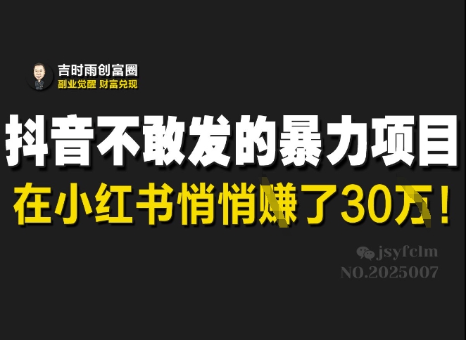 抖音视频害怕发出来的赚钱项目，在小红书悄悄的赚了30W-中创网_专注互联网创业,项目资源整合-中创网_分享创业项目_助您在家赚钱