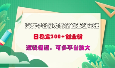 交友网站暴力行为截留自主创业粉游戏玩法，日平稳300 精确自主创业粉，逻辑性互通，可全平台变大-中创网_专注互联网创业,项目资源整合-中创网_分享创业项目_助您在家赚钱