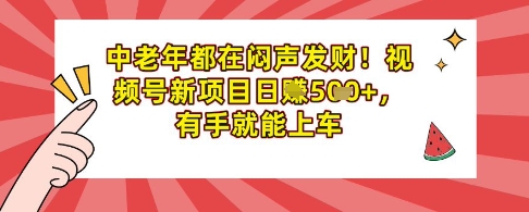 中老年都在闷声发财,视频号新项目日入多张,有手就能上车