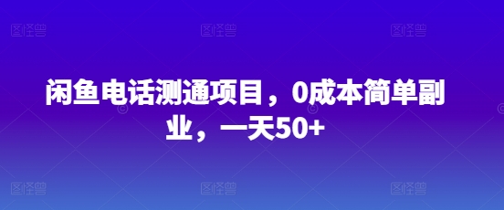 闲鱼电话测通项目,0成本简单副业,一天50