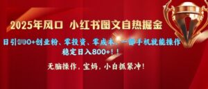 25年出风口小红书的图文并茂掘金队,日引300 自主创业粉、零投资、零成本、一部手机就能实际操作-中创网_分享创业项目_助您在家赚钱