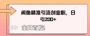 闲鱼精准引流创业粉，轻松日引200+-中创网_分享创业项目_助您在家赚钱