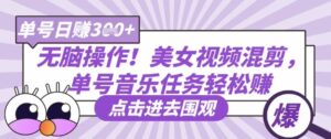 无脑操作!美女视频混剪,单号音乐任务轻松日入3张+-中创网_分享创业项目_助您在家赚钱