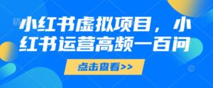 小红书虚拟项目,小红书运营高频一百问【文档】-中创网_分享创业项目_助您在家赚钱