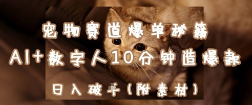 宠物赛道爆单秘籍：AI+数字人10分钟造爆款，日入1k-中创网_分享创业项目_助您在家赚钱