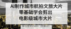 AI制作城市航拍文旅大片,零基础学会剪出电影级城市大片,单日变现多张-中创网_分享创业项目_助您在家赚钱