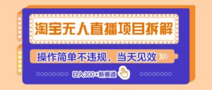 淘宝无人直播项目拆解,操作简单不违规,当天见效 日入300+新赛道-中创网_分享创业项目_助您在家赚钱