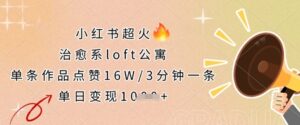 小红书超火的治愈系loft公寓，单条作品点赞16W，3分钟一条，单日变现数张-中创网_分享创业项目_助您在家赚钱