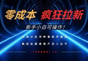 利用小红书种草知乎漏洞，零成本疯狂拉新日入数张，新手小白可操作-中创网_分享创业项目_助您在家赚钱