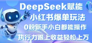 DeepSeek赋能小红书爆单玩法0粉新手小白都能操作，执行力跟上收益轻松上W，懒人勿做-中创网_分享创业项目_助您在家赚钱