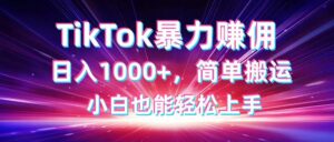 (14402期)TikTok搬运暴力赚佣,日入1000+,简单搬运,小白也能轻松上手-中创网_分享创业项目_助您在家赚钱