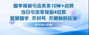 国学视频引流条条10W+点赞当日引流变现超4位数-中创网_分享创业项目_助您在家赚钱
