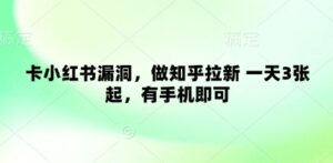 卡小红书漏洞，做知乎拉新 一天3张起，有手机即可-中创网_分享创业项目_助您在家赚钱