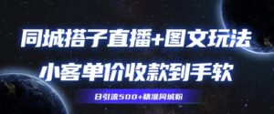 同城搭子图文+直播玩法拆解,小客单价收款到手软,引流500+精准同城粉-中创网_分享创业项目_助您在家赚钱