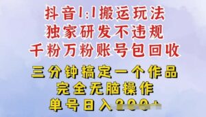 2025抖音纯搬运过原创,单号日入3张-中创网_分享创业项目_助您在家赚钱