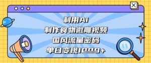 利用Ai制作食物微雕视频，国风流量密码，单日变现数张-中创网_分享创业项目_助您在家赚钱