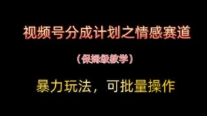 视频号分成计划之情感赛道暴力玩法，可批量操作，保姆级教学-中创网_分享创业项目_助您在家赚钱
