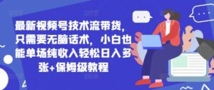 最新视频号技术流带货,只需要无脑话术,小白也能单场纯收入轻松日入多张+保姆级教程-中创网_分享创业项目_助您在家赚钱
