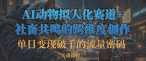单日变现破千的流量密码，AI动物拟人化赛道+社畜共鸣的跨维度创作-中创网_分享创业项目_助您在家赚钱
