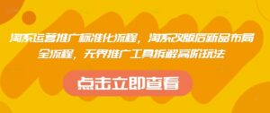 淘系运营推广标准化流程，​淘系改版后新品布局全流程，无界推广工具拆解高阶玩法-中创网_分享创业项目_助您在家赚钱