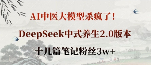 AI中医大模型杀疯了！DeepSeek中式养生2.0版本，十几篇笔记粉丝3w+-中创网_分享创业项目_助您在家赚钱