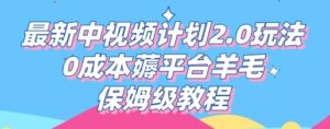 最新中视频计划2.0玩法，0成本薅平台羊毛，保姆级教程-中创网_分享创业项目_助您在家赚钱
